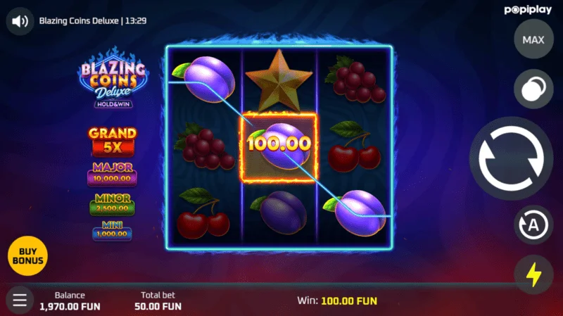 Blazing Coins Deluxe मूल गेम जीत