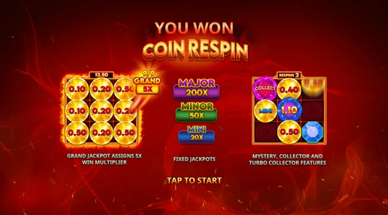 Blazing Coins Deluxe सिक्का रीस्पिन