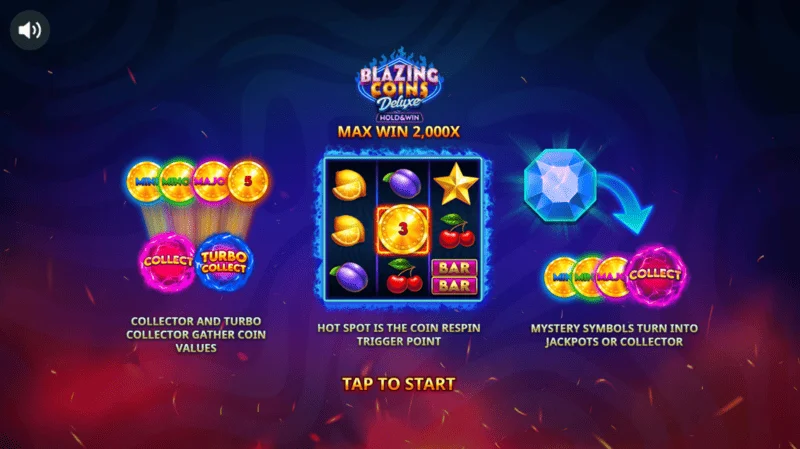 Blazing Coins Deluxe मुख्य मेनू