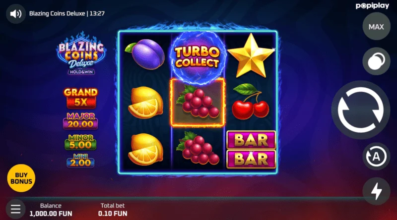 Blazing Coins Deluxe गेम स्क्रीन